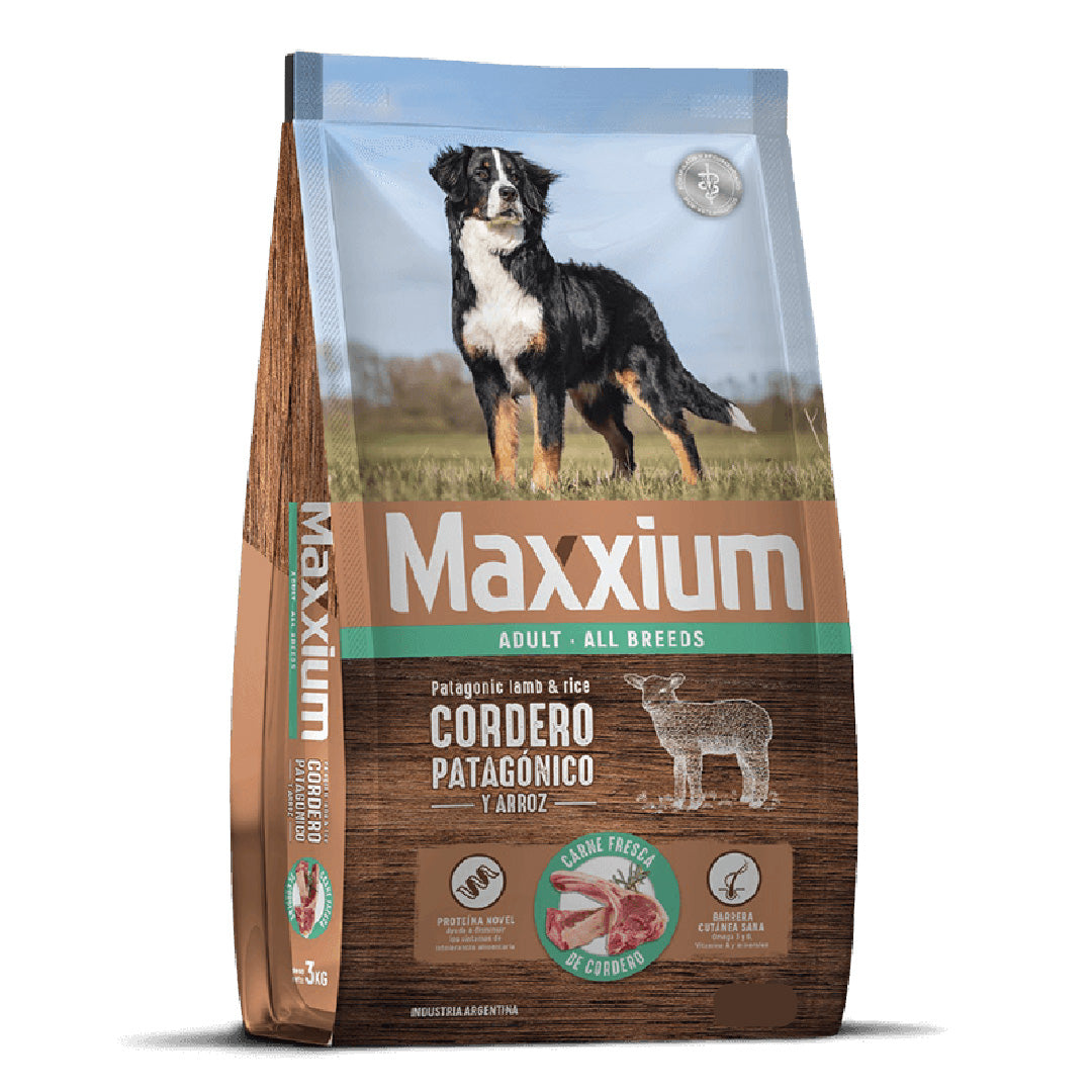 Alimento Maxxium Perro Adulto Cordero Patagónico y Arroz 15+3kg