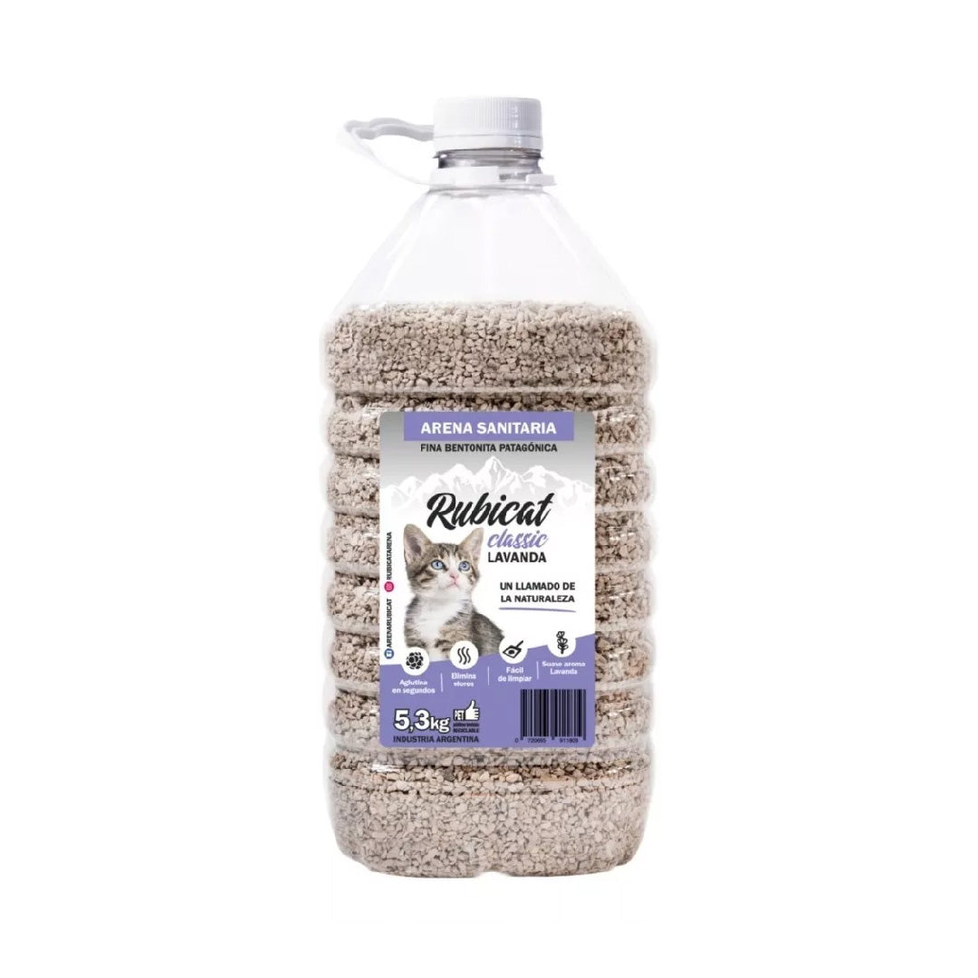 Bidón Piedras Arena Sanitaria Aglutinante Rubicat Lavanda 5,3kg
