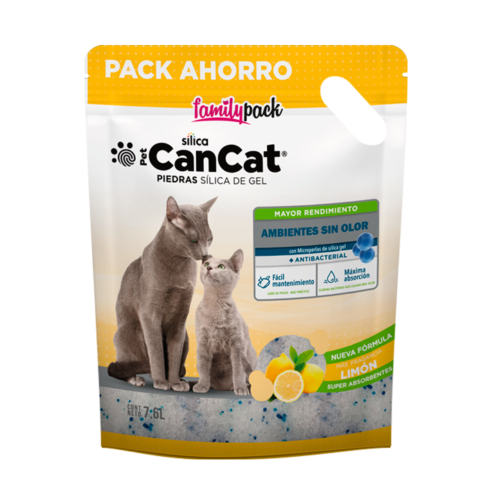 Piedras Sanitarias Gato CanCat Silica Gel Family Pack Limón 7,6lt