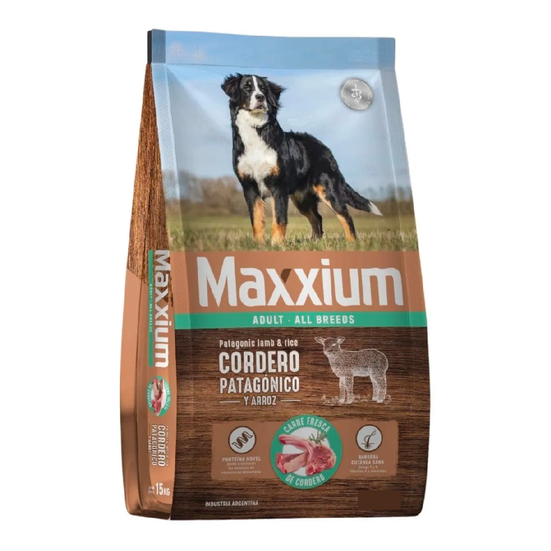 Alimento Maxxium Perro Adulto Cordero Patagónico y Arroz 15+3kg