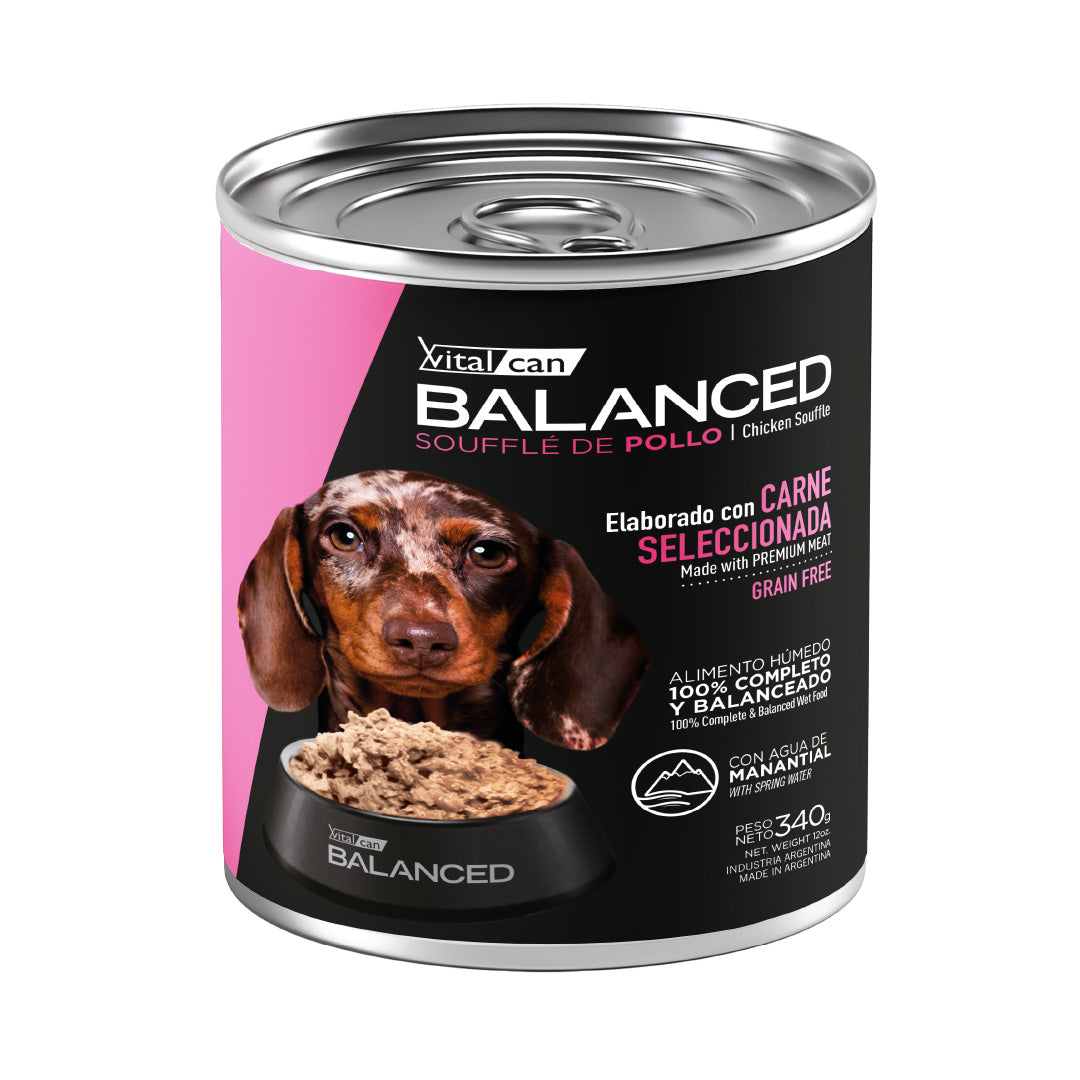 Lata Balanced Perro Cachorro Souffle Pollo