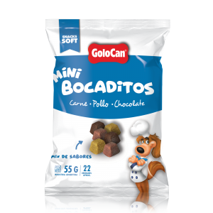 Mini Bocaditos Perro Golocan sabor Carne Pollo Chocolate 55gr